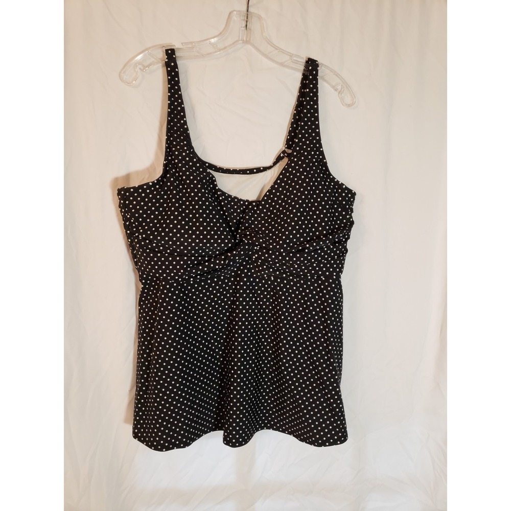 Women's Shade And Shore Black And White Polka Dot Tankini Size 22